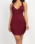 Split Neck Bodycon Mini Dress