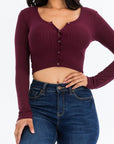 Button Up Ribbed Crop Top