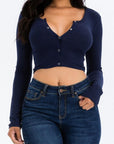 Button Up Ribbed Crop Top
