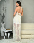 Halter Lace Overlay Maxi Dress