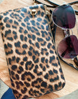 Leopard Print Twist Lock Crossbody/ Wristlet