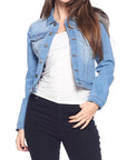 Women's Solid Stretch Denim Jacket