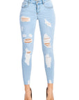 Destroyed Skinny Jean with Raw Hem