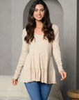 Women's Long Sleeve Tiered Peplum Top