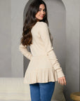 Women's Long Sleeve Tiered Peplum Top