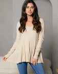 Women's Long Sleeve Tiered Peplum Top