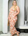 Plus Size Damask Print Jumpsuit