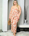 Plus Size Damask Print Jumpsuit