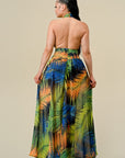 Tropical Print Halter Maxi Dress