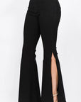 High Waist Bell Bottom Slit Denim Jeans