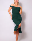 Ruffled Off the Shoulder Midi Dress