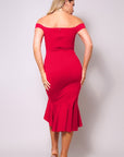 Ruffled Off the Shoulder Midi Dress