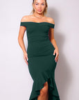 Ruffled Off the Shoulder Midi Dress