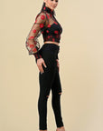 Floral Long Sleeve Sheer Top