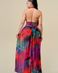 Tropical Print Halter Maxi Dress