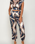 Satin Blouse and Pants Set