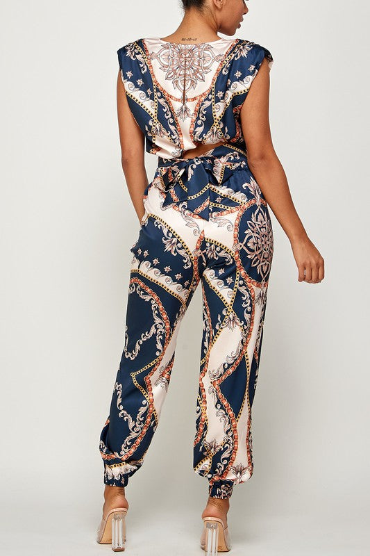 Satin Blouse and Pants Set
