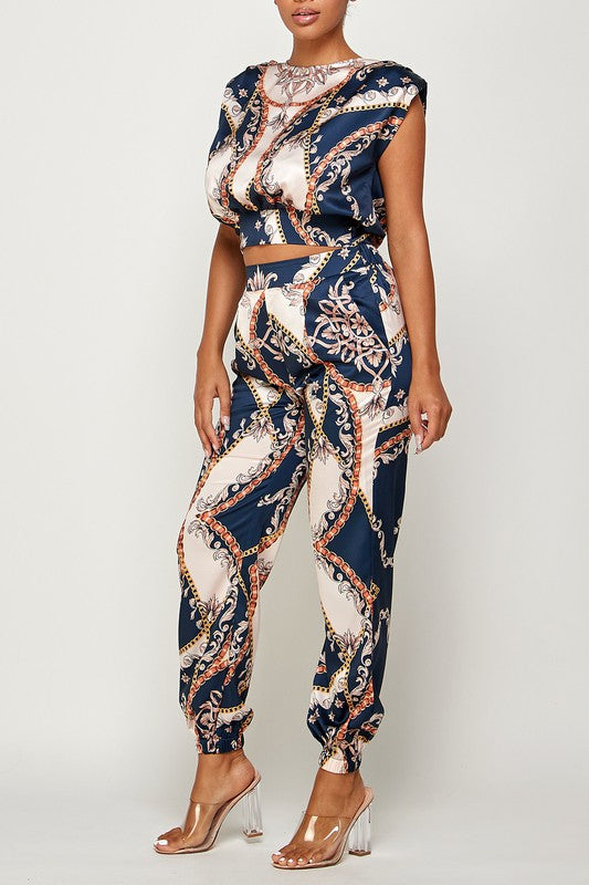 Satin Blouse and Pants Set