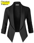 Thick 3/4 Sleeve Solid Blazer
