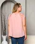 Plus Size Pleated Lace Chiffon Blouse