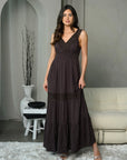 V-Neck Sleeveless Embroidered Maxi Dress