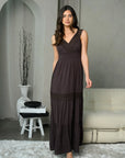 V-Neck Sleeveless Embroidered Maxi Dress