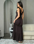 V-Neck Sleeveless Embroidered Maxi Dress