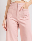 Cropped Wide Leg Jeans with Front Pockets