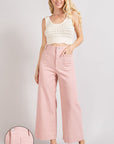 Cropped Wide Leg Jeans with Front Pockets