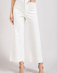 Cropped Wide Leg Jeans with Front Pockets