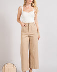 Cropped Wide Leg Jeans with Front Pockets