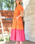 Sweetheart Color Block Maxi Dress