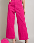 Cropped Wide Leg Jeans with Front Pockets