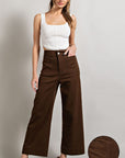 Cropped Wide Leg Jeans with Front Pockets