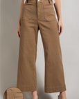 Cropped Wide Leg Jeans with Front Pockets