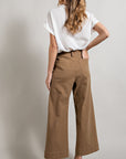 Cropped Wide Leg Jeans with Front Pockets