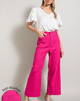 Cropped Wide Leg Jeans with Front Pockets