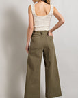 Cropped Wide Leg Jeans with Front Pockets