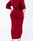 Plus Size V-Neck Ruched Bodycon Dress