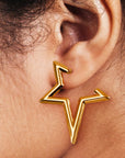 Open Star Gold Hoop Earrings