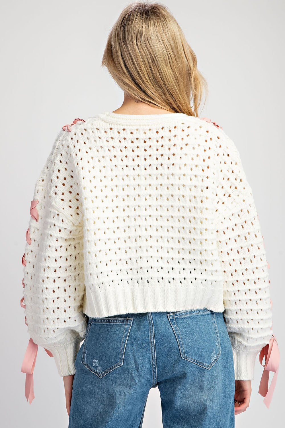 Lace Ribbon Crochet Sweater – Dominique Nicole Boutique Lace Ribbon Crochet Sweater – Dominique Nicole Boutique