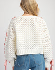 Lace Ribbon Crochet Sweater