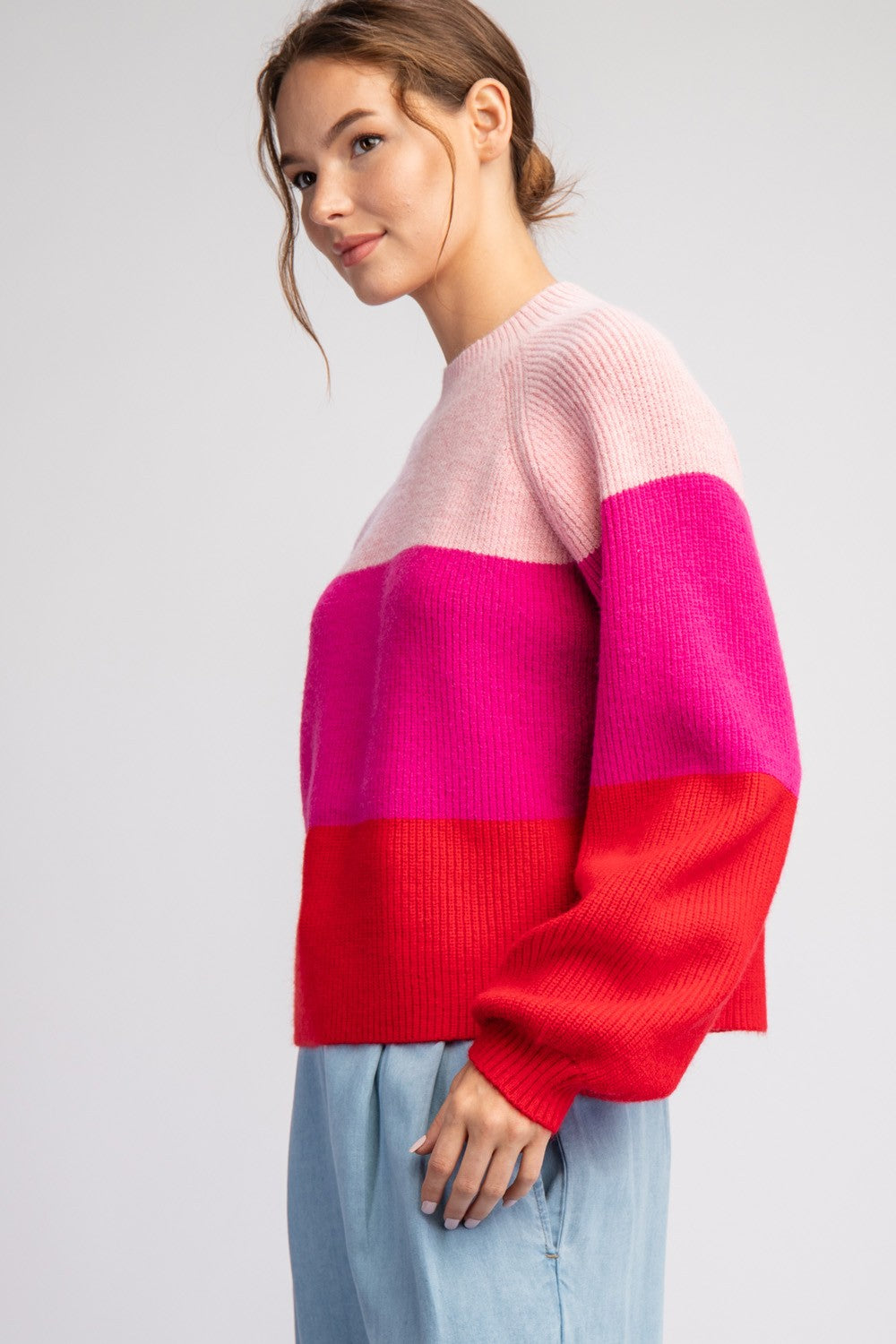 Color Block Long Sleeve Sweater