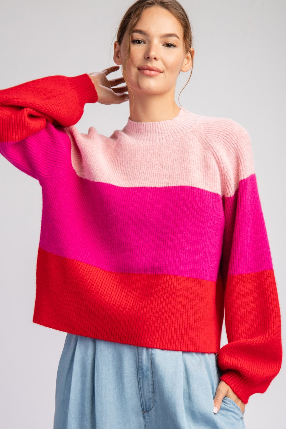 Color Block Long Sleeve Sweater