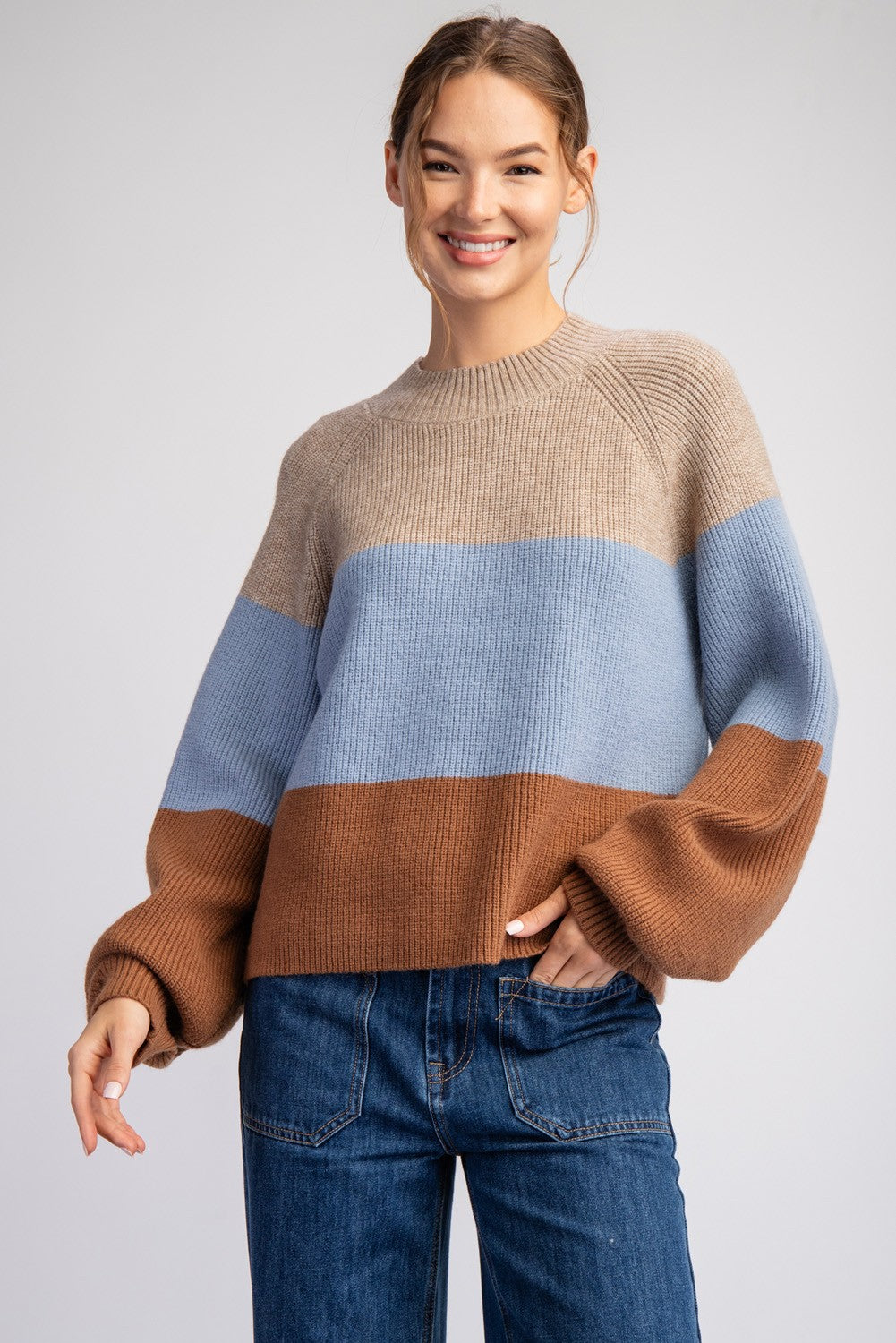 Color Block Long Sleeve Sweater