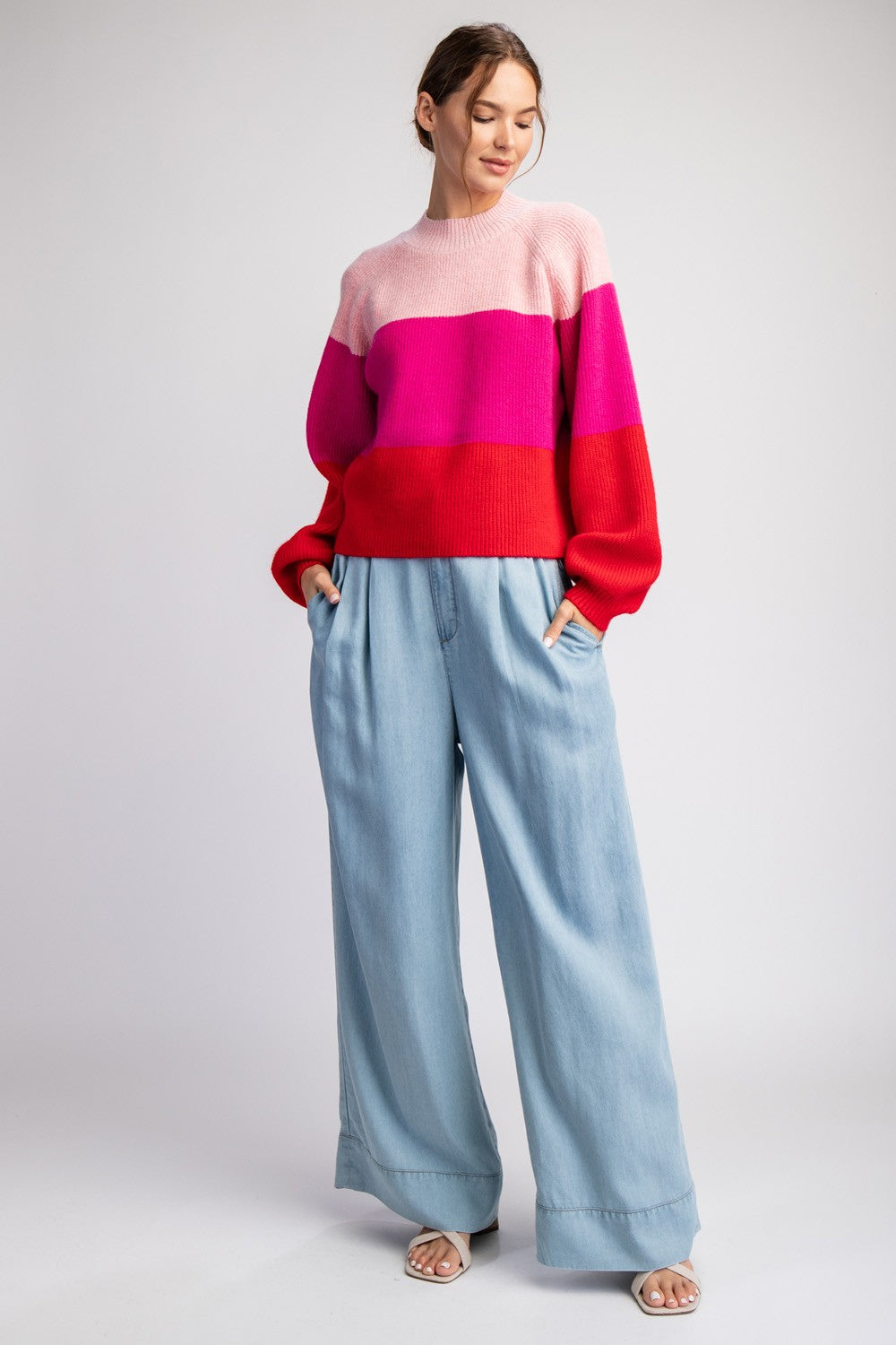 Color Block Long Sleeve Sweater