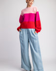 Color Block Long Sleeve Sweater