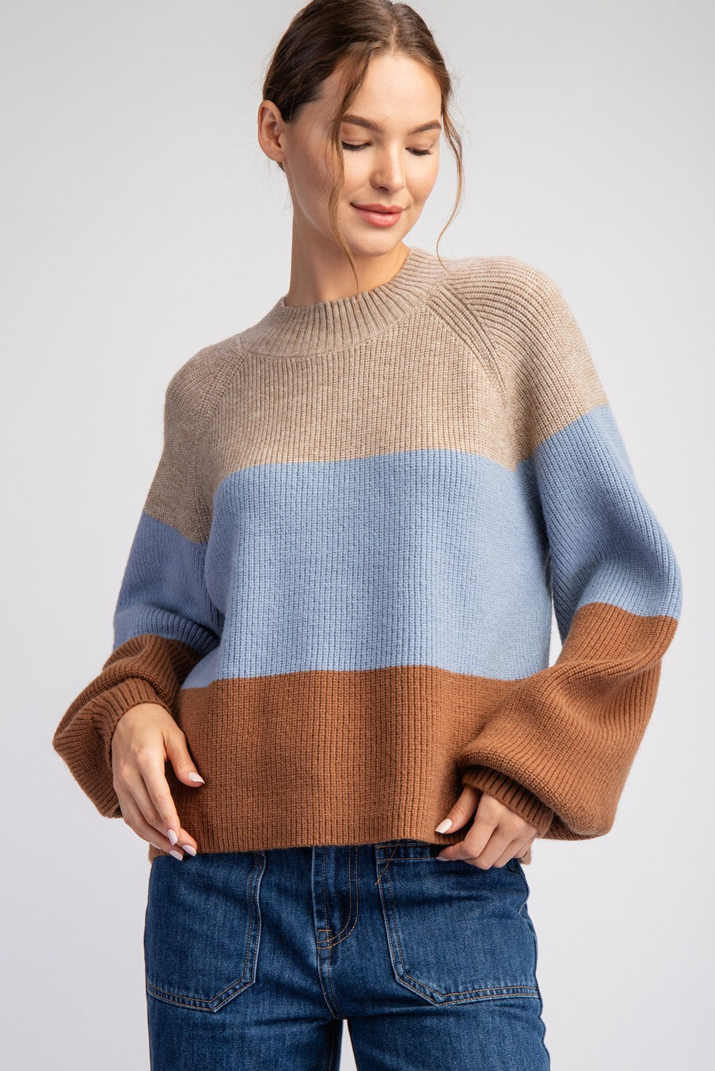 Color Block Long Sleeve Sweater