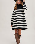 Striped Turtleneck Sweater Dress