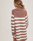 Striped Turtleneck Sweater Dress